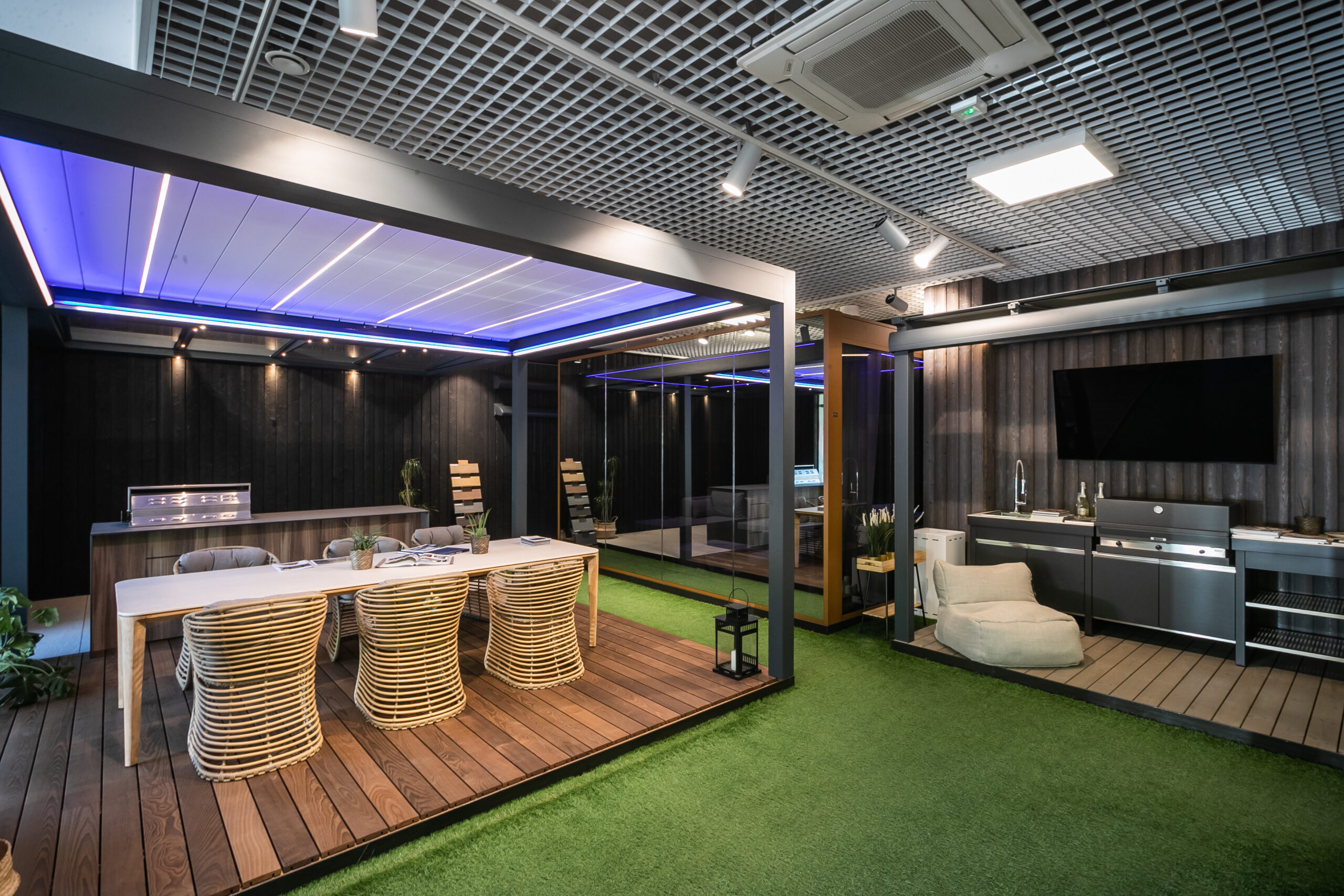 pergola la gomera 3 połączenie pergoli lamelowej i dachu szklanego