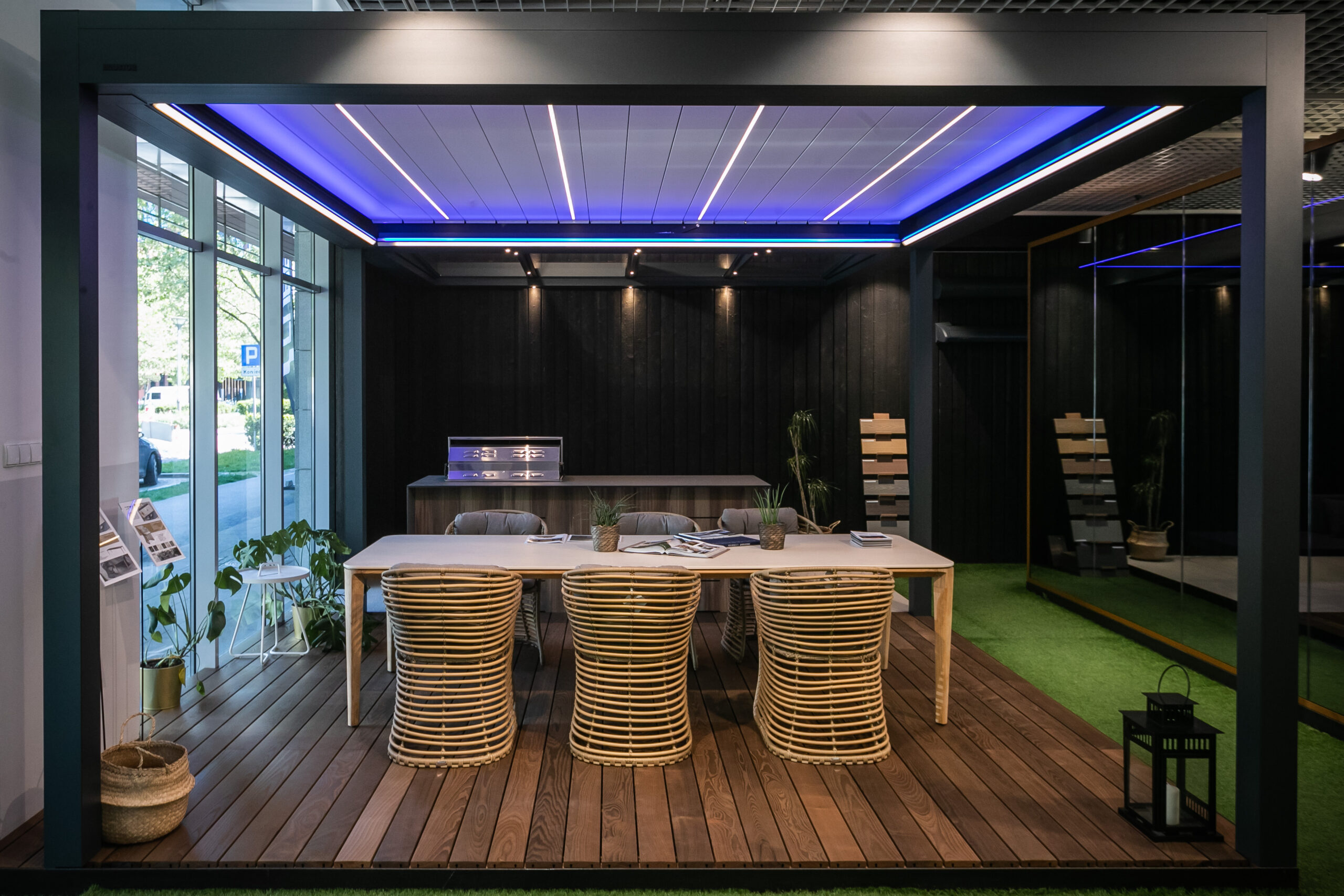 pergola la gomera 3 połączenie pergoli lamelowej i dachu szklanego