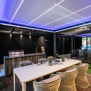 pergola la gomera 3 połączenie pergoli lamelowej i dachu szklanego